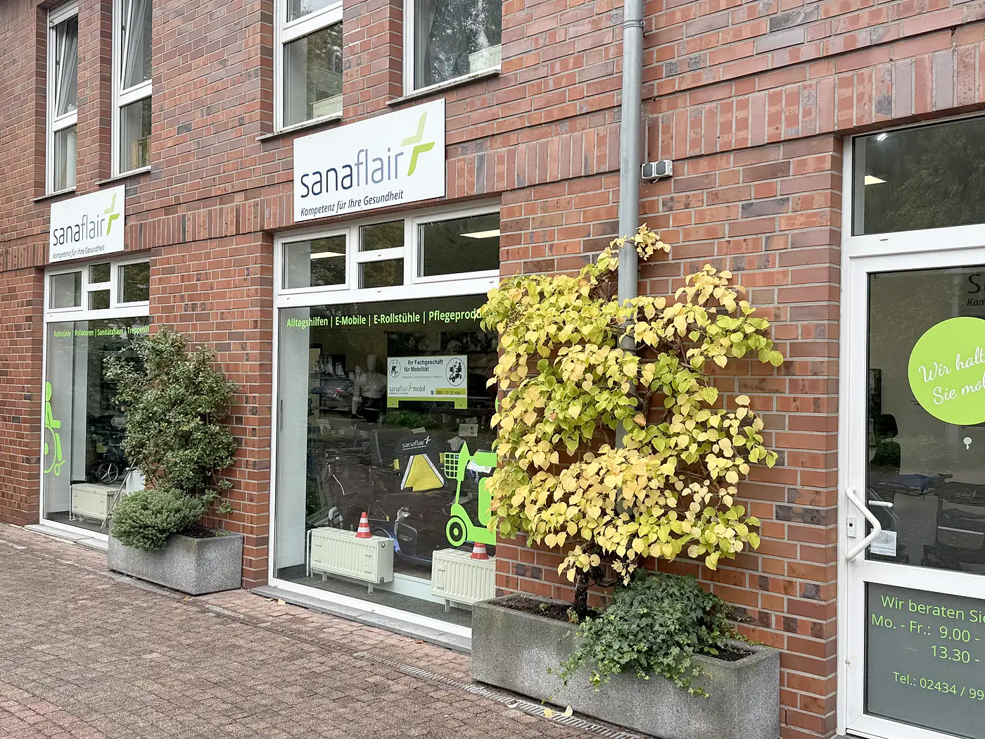 sanaflair mobil Wegberg (Sanitätshaus & Mobilitätszentrum Wegberg) – Außenansicht mit Eingang